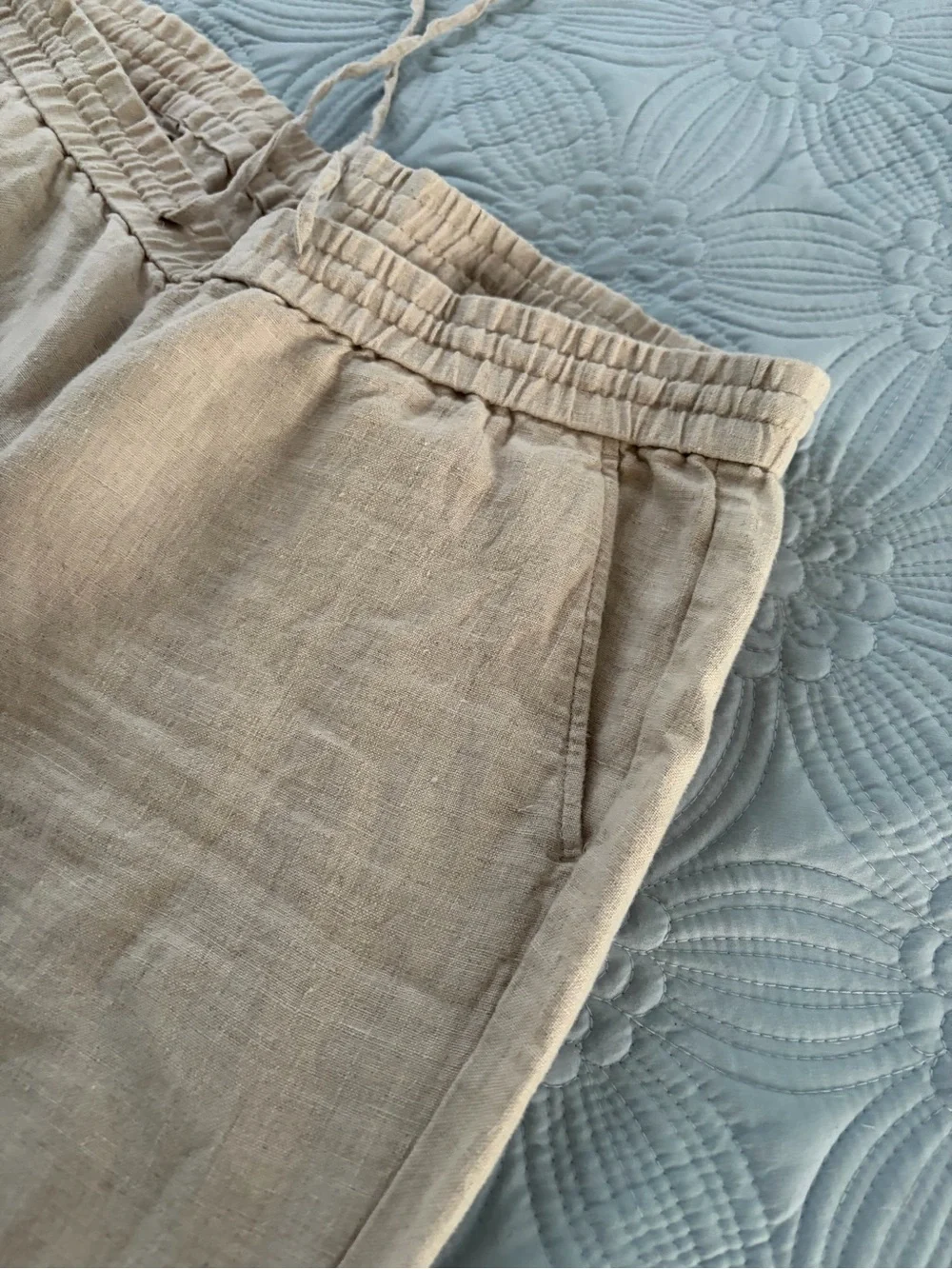 Women’s Casual Drawstring Linen Pants - Beige